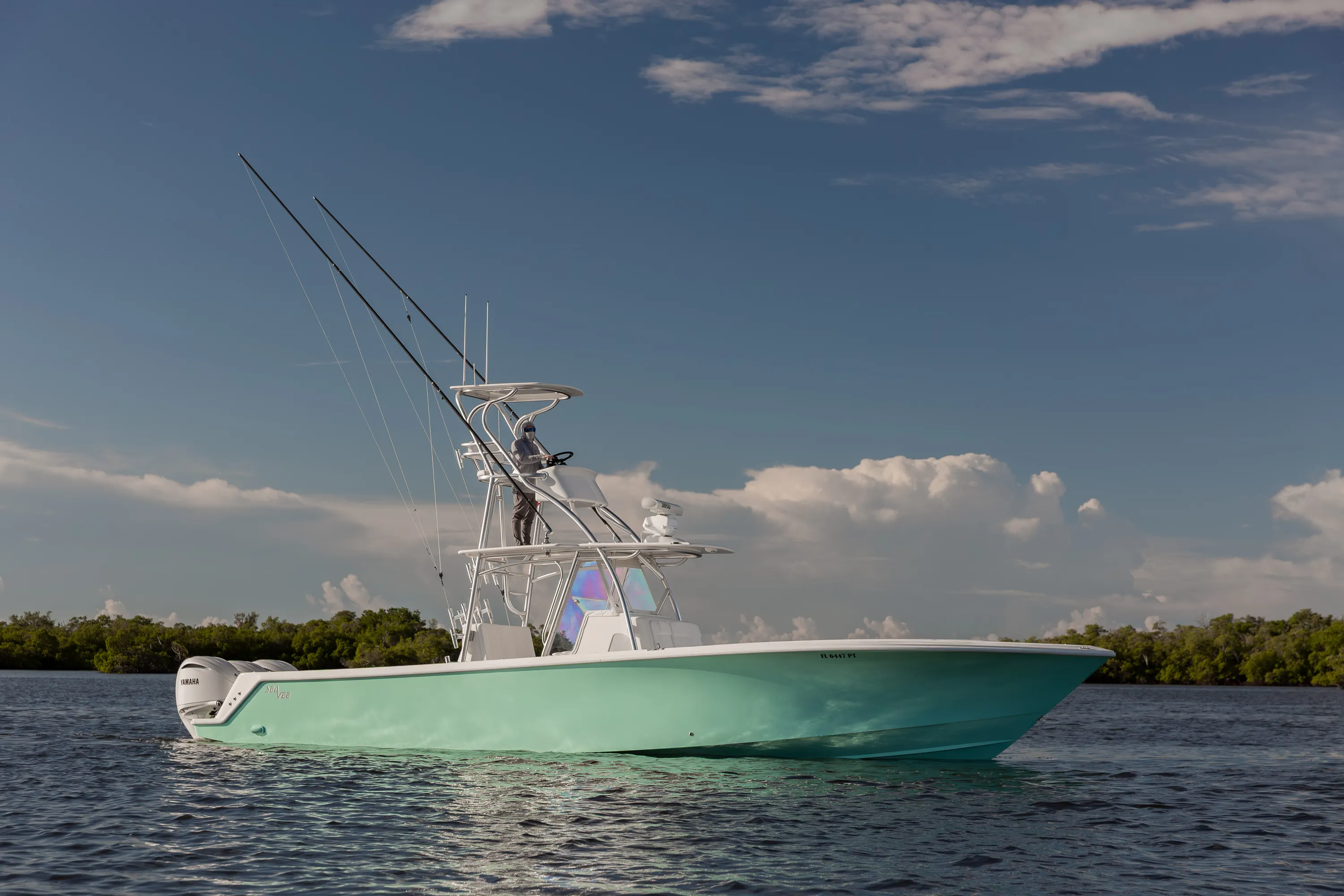 SeaVee 39: profile at rest clouds closer